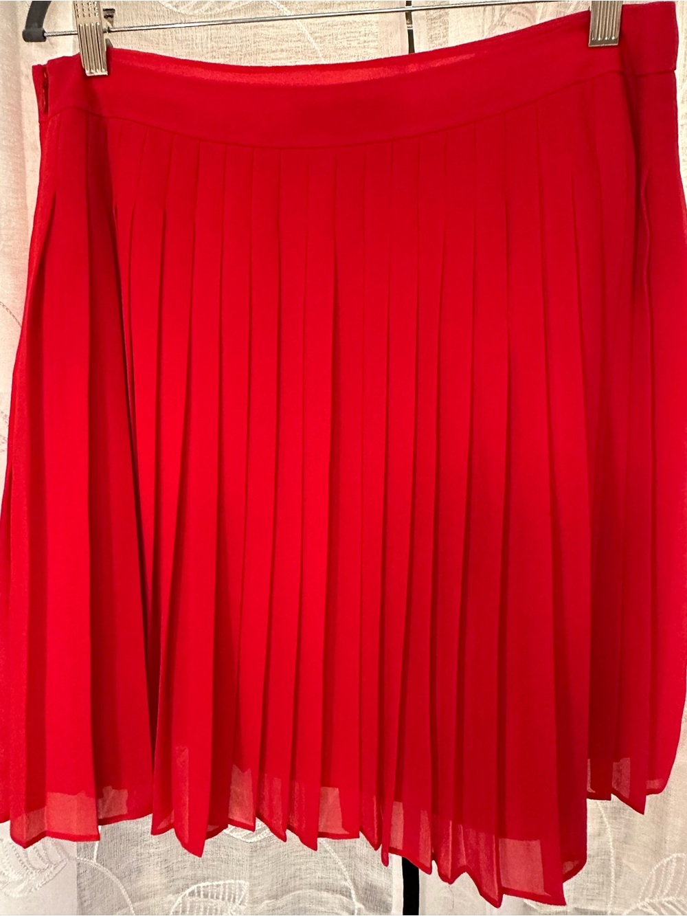 LOFT Red Pleated Skater Skirt - Picture 5 of 8